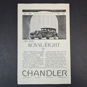 1927 Magnificent Royal Eight by Chandler Automobile‎ Motor Car Vintage Print Ad